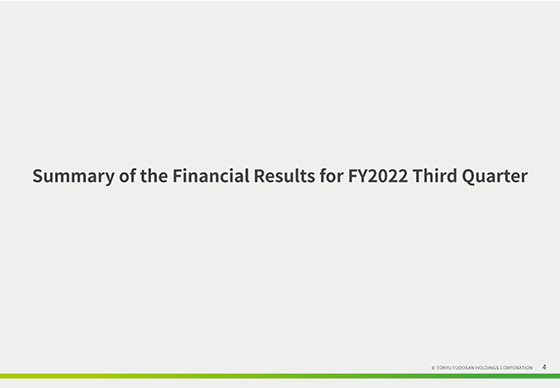 Summary of the Financial Results for FY2022 Third Quarter