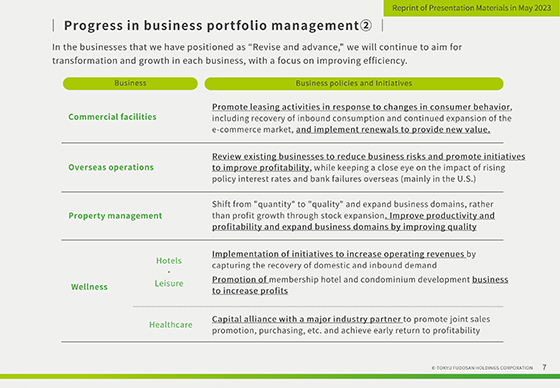 Progress in business portfolio management②